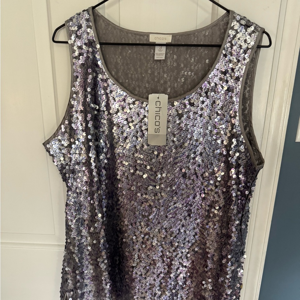 Chico's Silver Sequin Women's Top